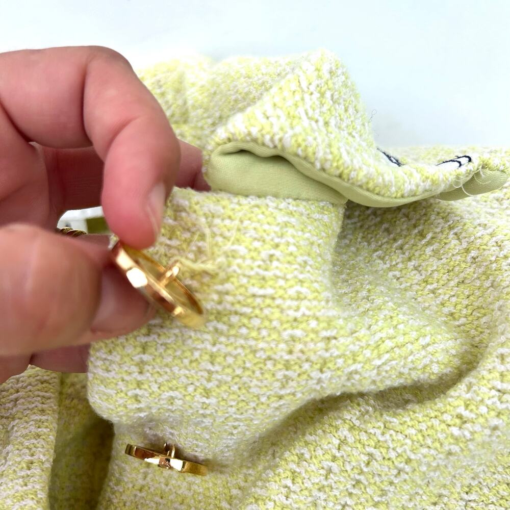 Vintage St. John Tweed Jacket Cardigan Yellow 2 Small Cropped Blazer Luxury - Picture 11 of 11